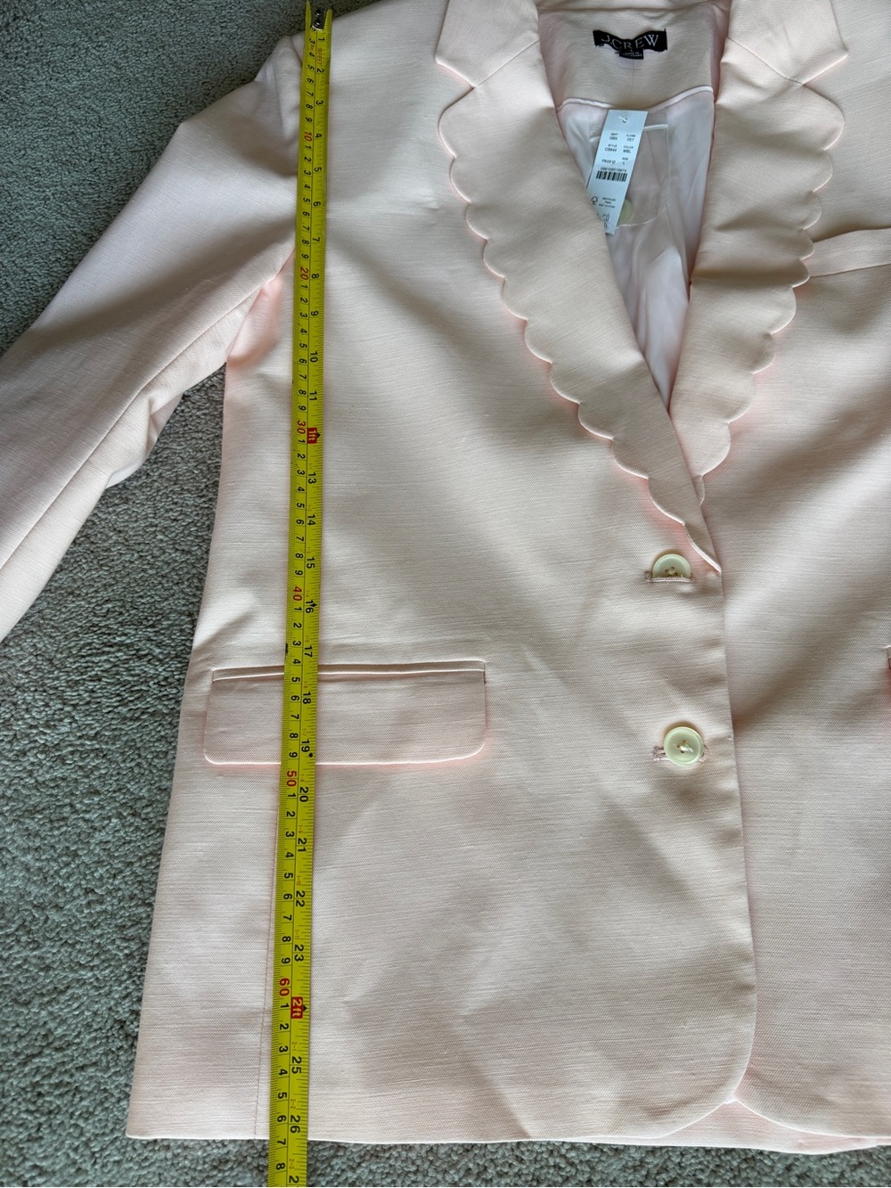 J.Crew Gamine Scallop-Trim Blazer Gramercy Linen Blend Pink Size L NWT - Picture 14 of 14
